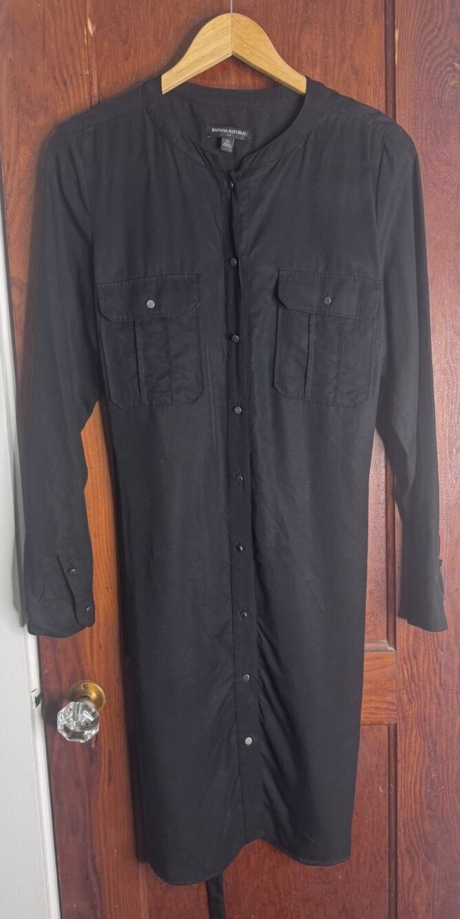 Banana Republic Classic Long-Sleeve Utility Shirt Dress Sz 12 #0136
